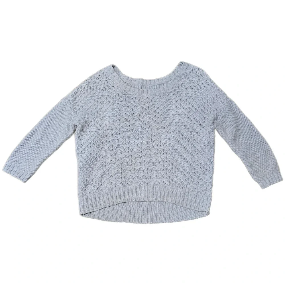 American Eagle Blue Open‎ Weave Cotton Knit Sweater Size L Bohemian